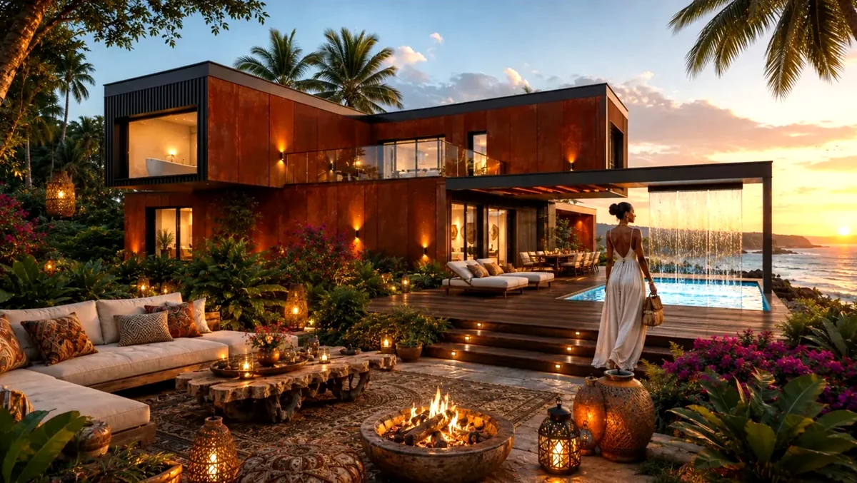 Villa Luxia 600 S de SteelNest Concept au crepuscule