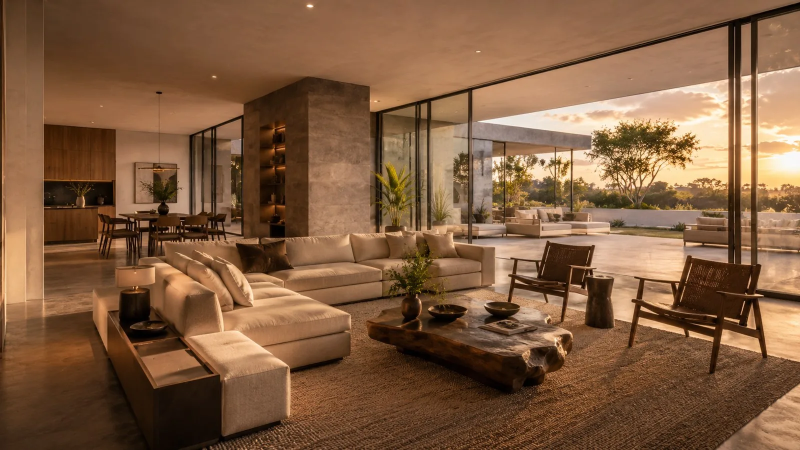 Séjour ouvert sur la terrasse — intérieur SteelNest