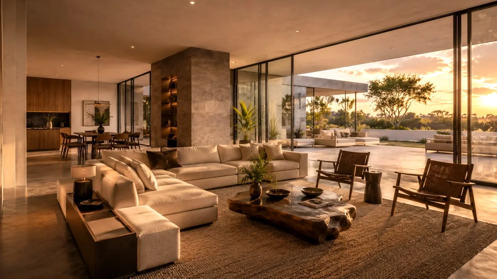 Séjour ouvert sur la terrasse — intérieur SteelNest