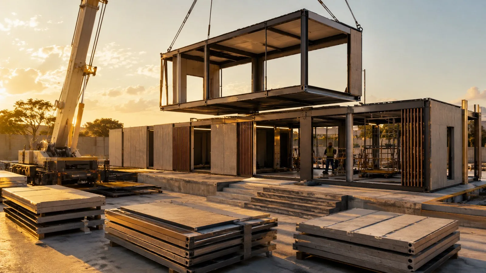 Module préfabriqué posé sur site