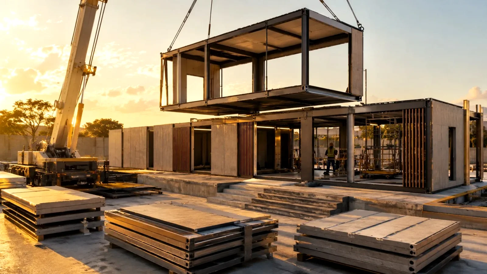 Module préfabriqué posé sur site