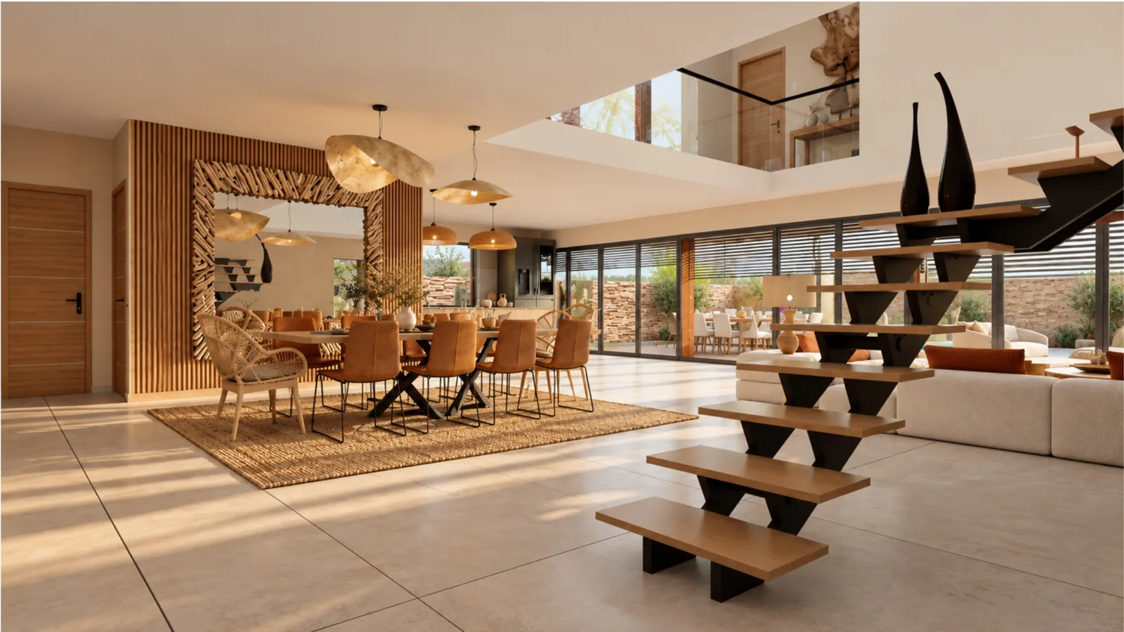 Salle à manger et escalier sculptural — Luxia 600 S