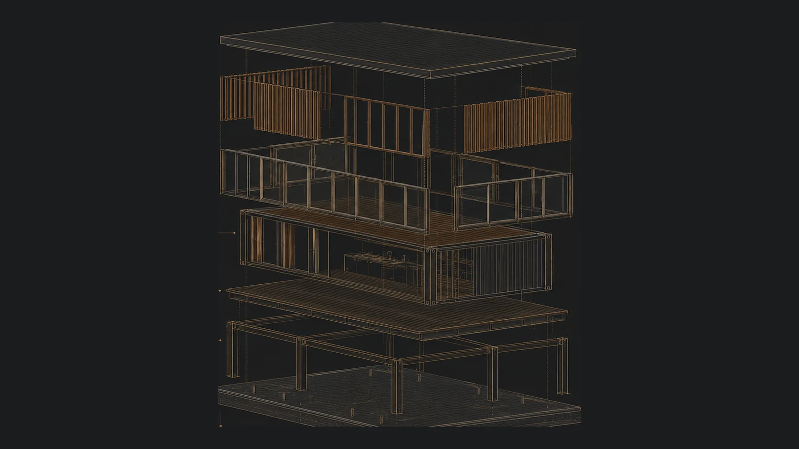 Système constructif SteelNest — vue éclatée d'un module